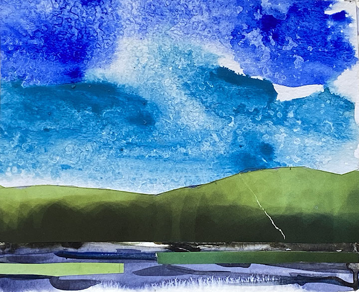 Loose Watercolour Sky Practice, Paint a Simple Hake Brush Seascape, 1 Sky A  Day Landscape Tutorial 