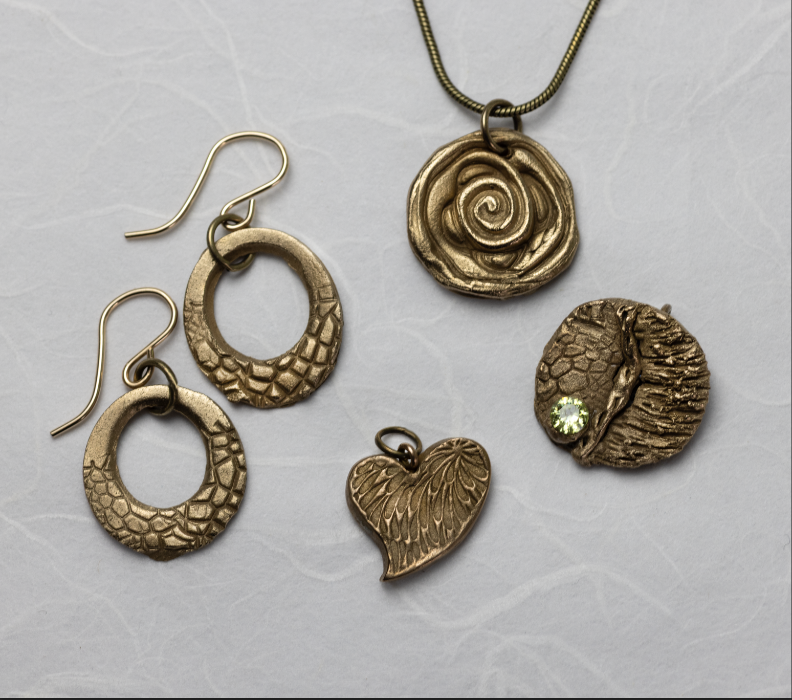 Nature Impressed:  Bronze Metal Clay Creations